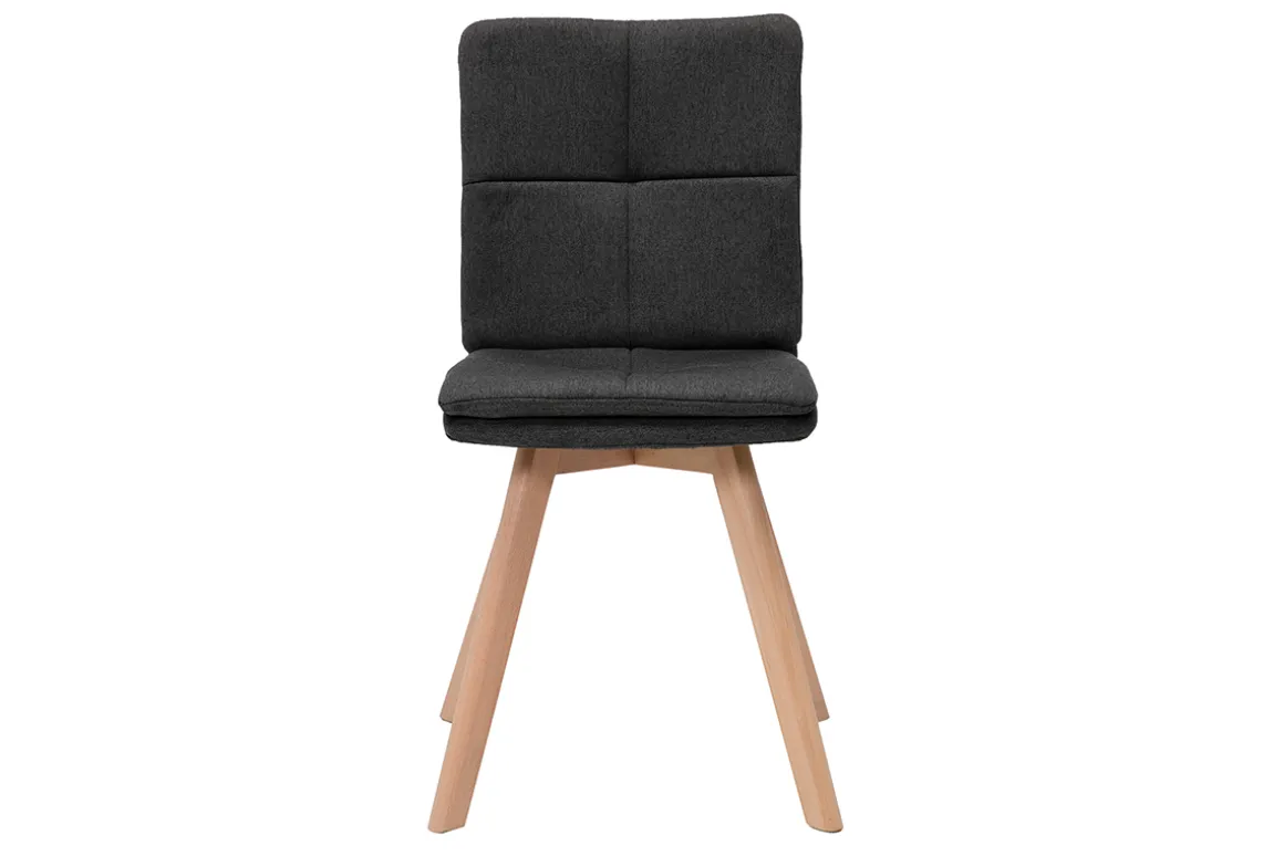 Best Sale Miliboo Silla escandinava tejido gris patas madera clara lote de 2 THEA