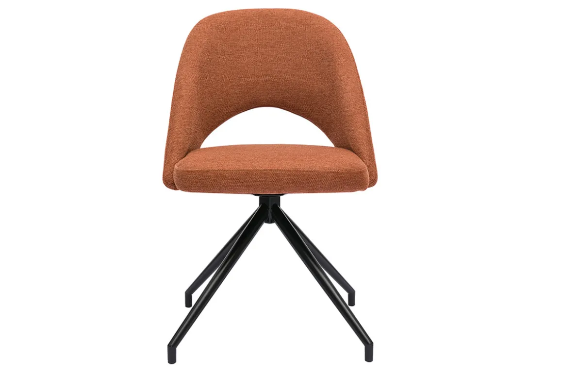 Best Miliboo Silla giratoria 360º de tejido efecto aterciopelado texturizado terracota y metal negro COSETTE