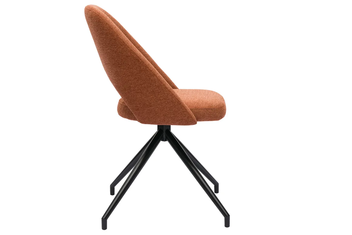 Best Miliboo Silla giratoria 360º de tejido efecto aterciopelado texturizado terracota y metal negro COSETTE