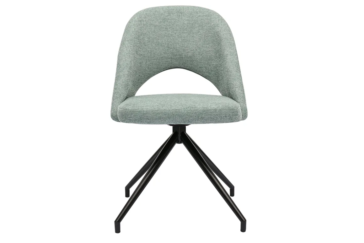 Best Sale Miliboo Silla giratoria 360º de tejido efecto aterciopelado texturizado celadón y metal negro COSETTE