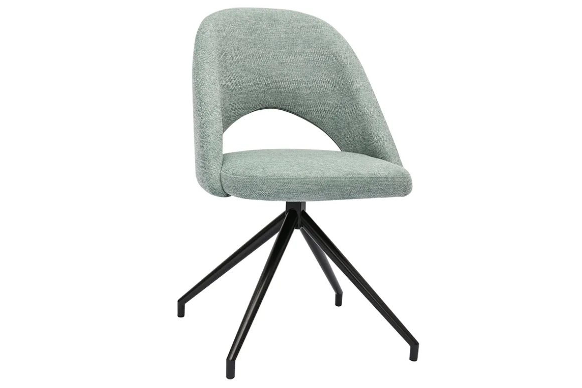 Best Sale Miliboo Silla giratoria 360º de tejido efecto aterciopelado texturizado celadón y metal negro COSETTE