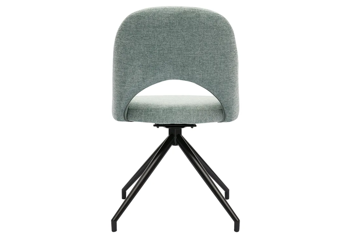 Best Sale Miliboo Silla giratoria 360º de tejido efecto aterciopelado texturizado celadón y metal negro COSETTE