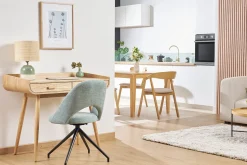 Best Sale Miliboo Silla giratoria 360º de tejido efecto aterciopelado texturizado celadón y metal negro COSETTE