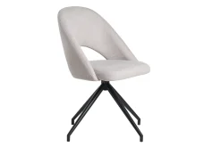 Hot Miliboo Silla giratoria 360º de tejido efecto aterciopelado texturizado beige y metal negro COSETTE