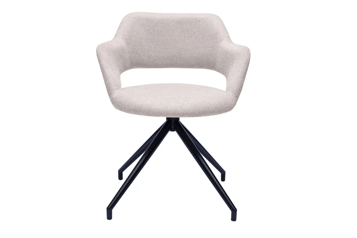 Cheap Miliboo Silla giratoria 360° de terciopelo texturizado beige y metal negro JESSY