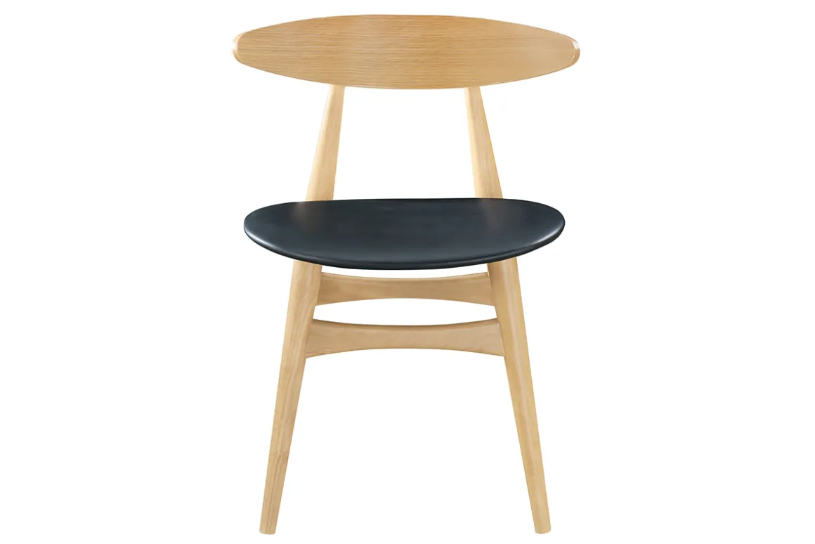Cheap Miliboo Silla madera clara y PU negro escandinavo japonés (lote de 2) WALFORD
