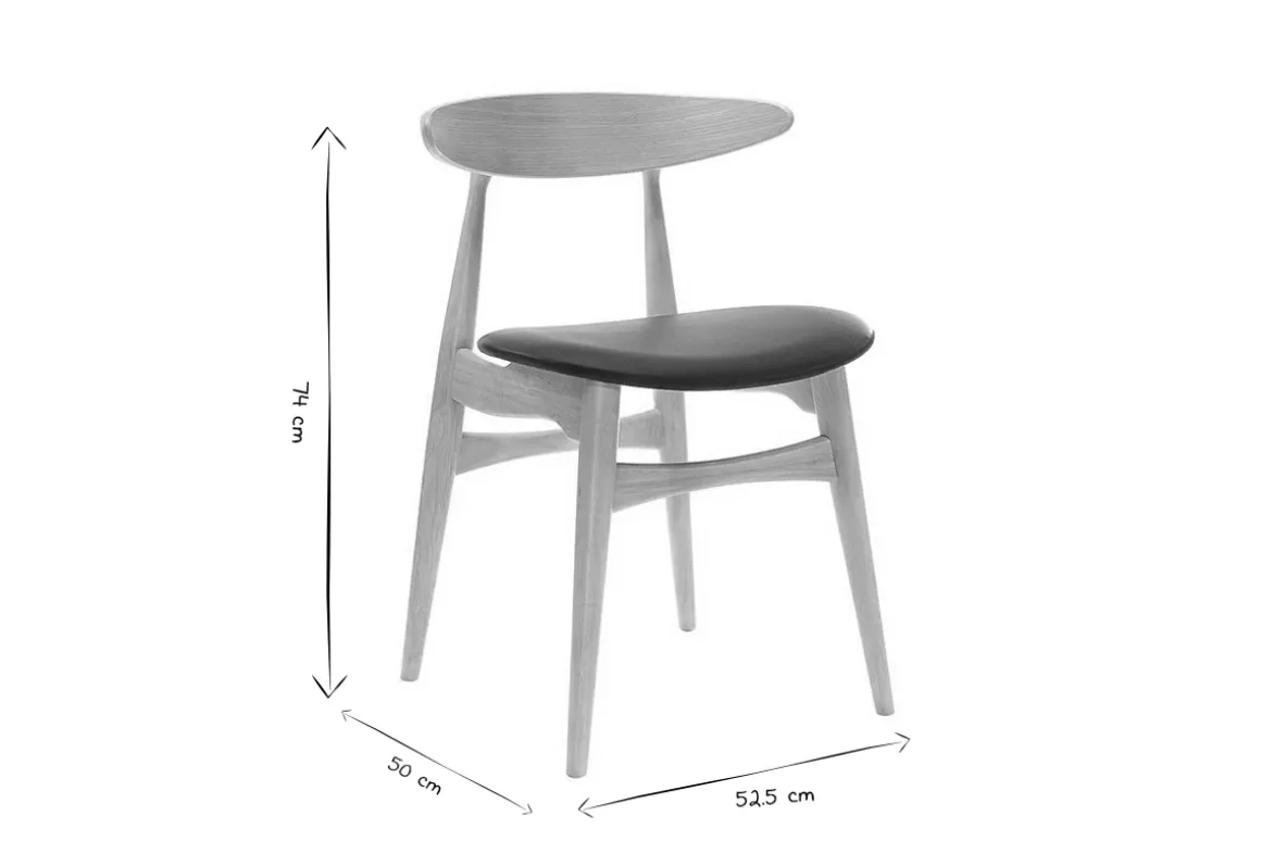 Cheap Miliboo Silla madera clara y PU negro escandinavo japonés (lote de 2) WALFORD