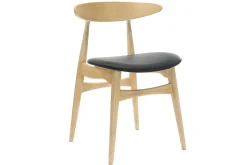 Cheap Miliboo Silla madera clara y PU negro escandinavo japonés (lote de 2) WALFORD