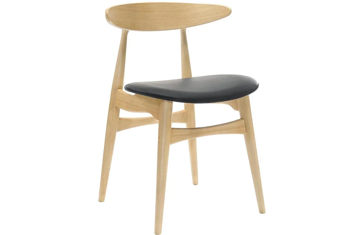 Cheap Miliboo Silla madera clara y PU negro escandinavo japonés (lote de 2) WALFORD