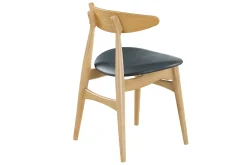 Cheap Miliboo Silla madera clara y PU negro escandinavo japonés (lote de 2) WALFORD
