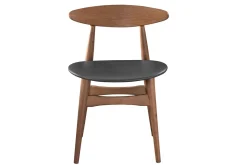 Hot Miliboo Silla madera oscura y PU negro escandinavo japonés (lote de 2) WALFORD