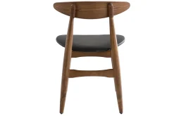 Hot Miliboo Silla madera oscura y PU negro escandinavo japonés (lote de 2) WALFORD