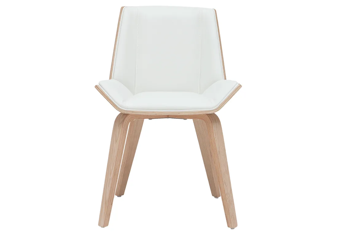 Clearance Miliboo Silla moderna blanca y madera clara MELKIOR