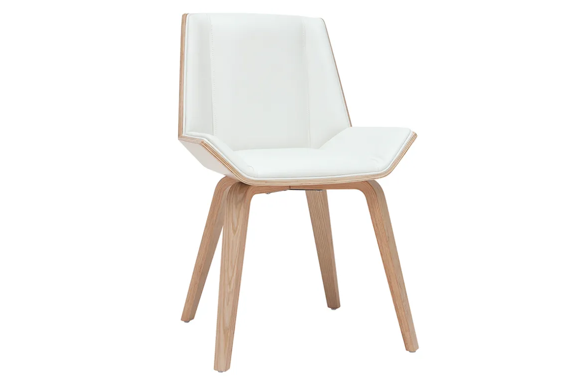 Clearance Miliboo Silla moderna blanca y madera clara MELKIOR