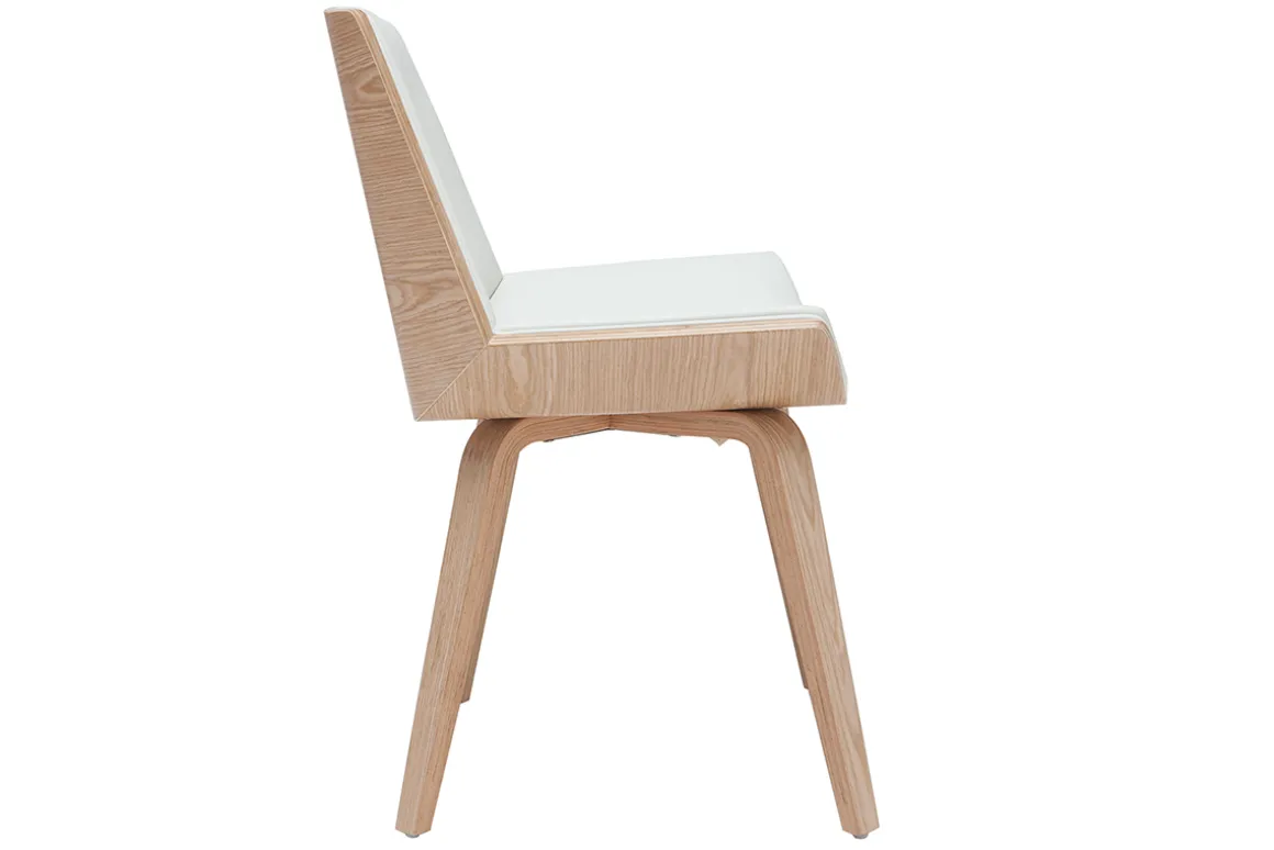 Clearance Miliboo Silla moderna blanca y madera clara MELKIOR