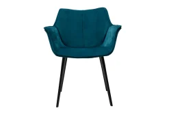 Sale Miliboo Silla moderna en terciopelo azul petróleo y patas metal negro VOLO