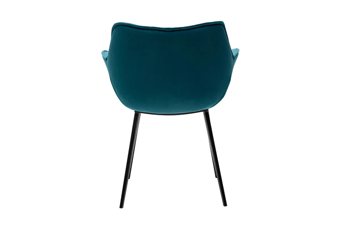 Sale Miliboo Silla moderna en terciopelo azul petróleo y patas metal negro VOLO