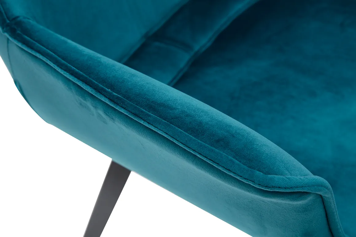 Sale Miliboo Silla moderna en terciopelo azul petróleo y patas metal negro VOLO