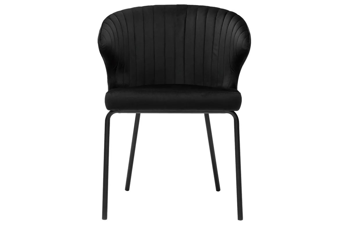 Clearance Miliboo Silla moderna en terciopelo negro REQUIEM