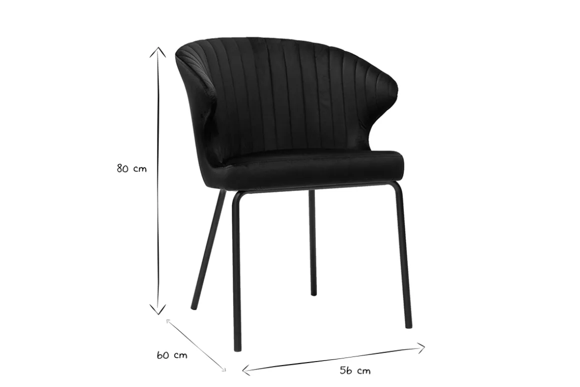 Clearance Miliboo Silla moderna en terciopelo negro REQUIEM