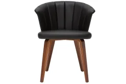 New Miliboo Silla moderna negro y madera oscura ALBIN