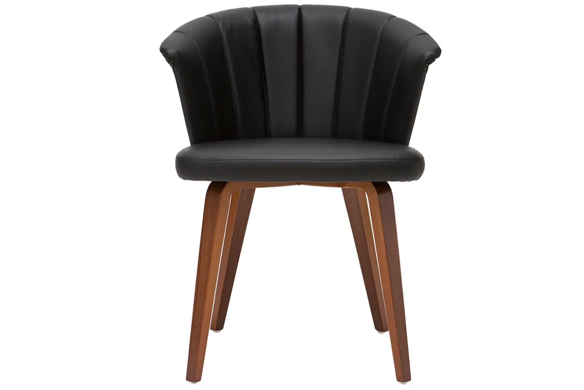 New Miliboo Silla moderna negro y madera oscura ALBIN