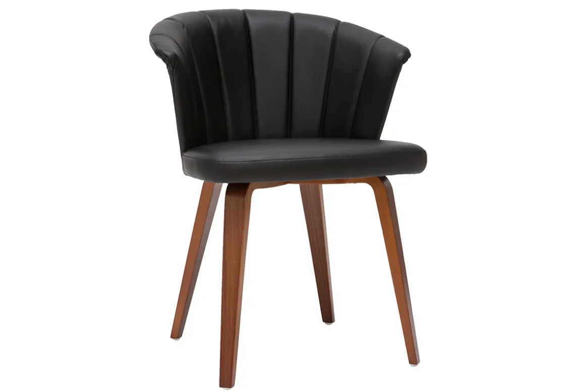 New Miliboo Silla moderna negro y madera oscura ALBIN