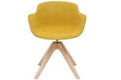 Discount Miliboo Silla moderna tejido efecto terciopelo amarillo mostaza y madera AARON