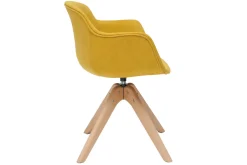 Discount Miliboo Silla moderna tejido efecto terciopelo amarillo mostaza y madera AARON
