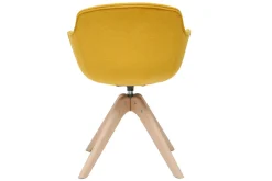 Discount Miliboo Silla moderna tejido efecto terciopelo amarillo mostaza y madera AARON