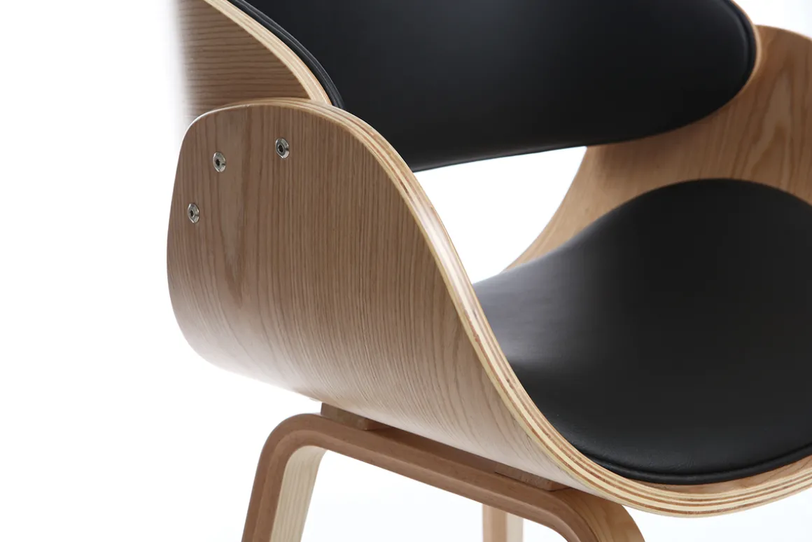 Best Miliboo Silla negra y madera clara nogal BENT