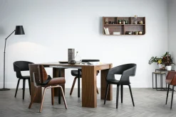 Cheap Miliboo Silla negra y madera oscura nogal RUBBENS