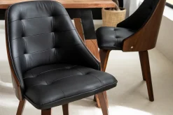 Cheap Miliboo Silla negra y madera oscura FLUFFY
