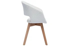 Hot Miliboo Silla nórdica de borreguillo blanco y madera clara maciza PRISMA