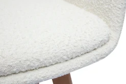 Hot Miliboo Silla nórdica de borreguillo blanco y madera clara maciza PRISMA