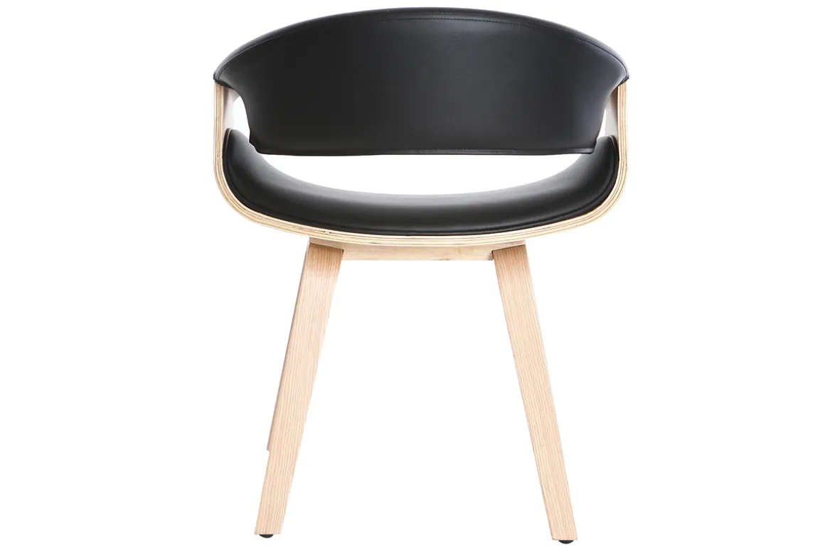 New Miliboo Silla nórdica negro y madera clara ARAMIS