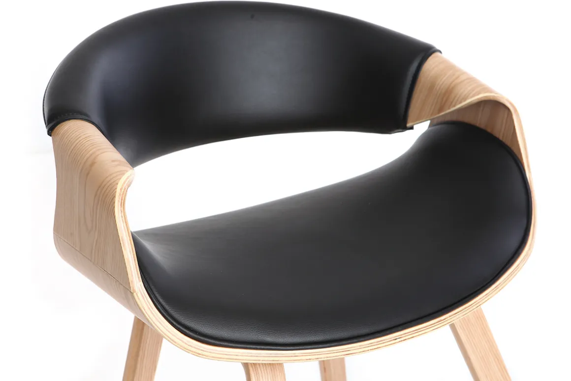 New Miliboo Silla nórdica negro y madera clara ARAMIS
