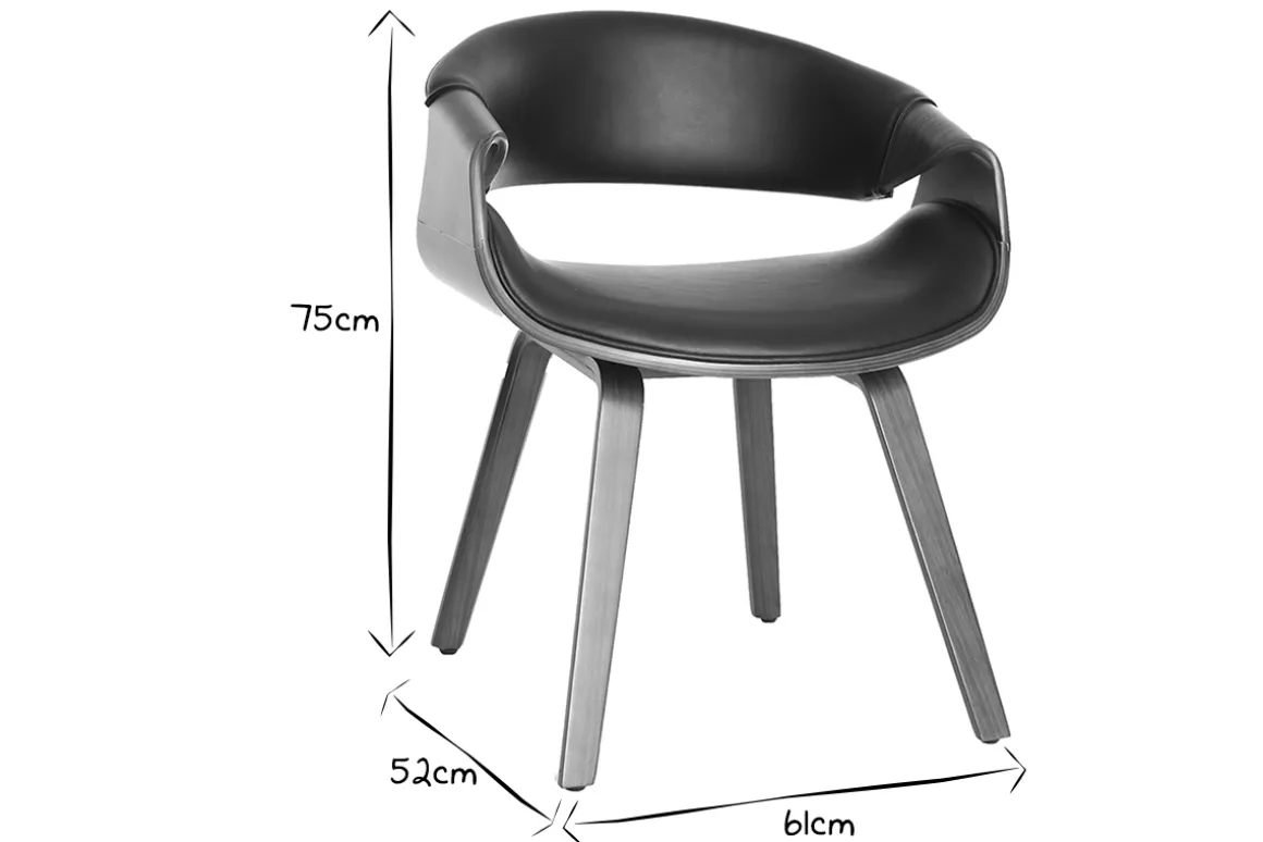 Outlet Miliboo Silla nórdica negro y madera oscura ARAMIS
