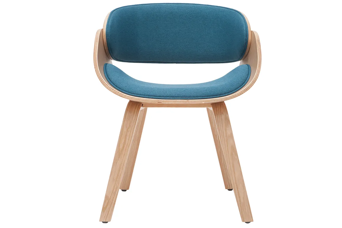 Cheap Miliboo Silla tejido azul petróleo y madera clara BENT