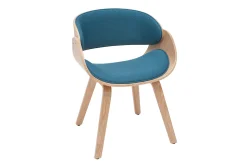 Cheap Miliboo Silla tejido azul petróleo y madera clara BENT