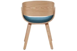 Cheap Miliboo Silla tejido azul petróleo y madera clara BENT