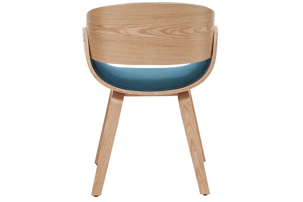 Cheap Miliboo Silla tejido azul petróleo y madera clara BENT