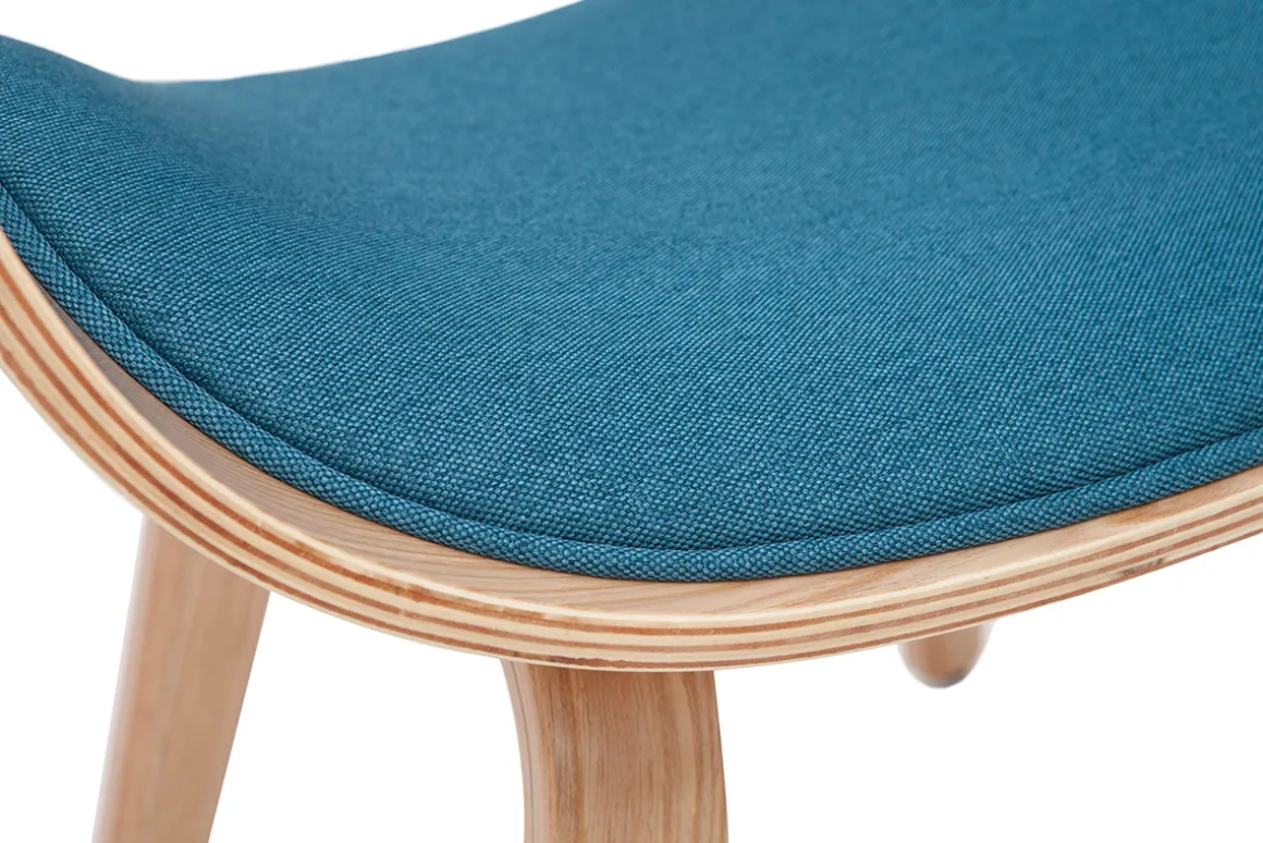 Cheap Miliboo Silla tejido azul petróleo y madera clara BENT