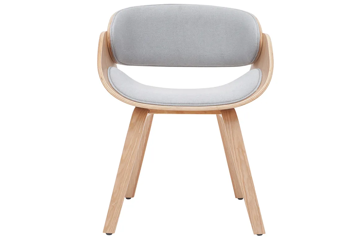 Best Miliboo Silla tejido gris y madera clara BENT