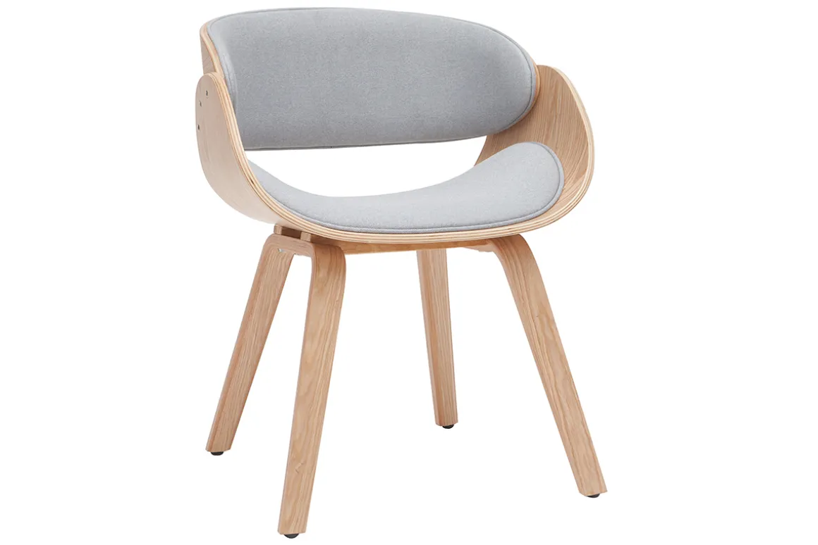 Best Miliboo Silla tejido gris y madera clara BENT