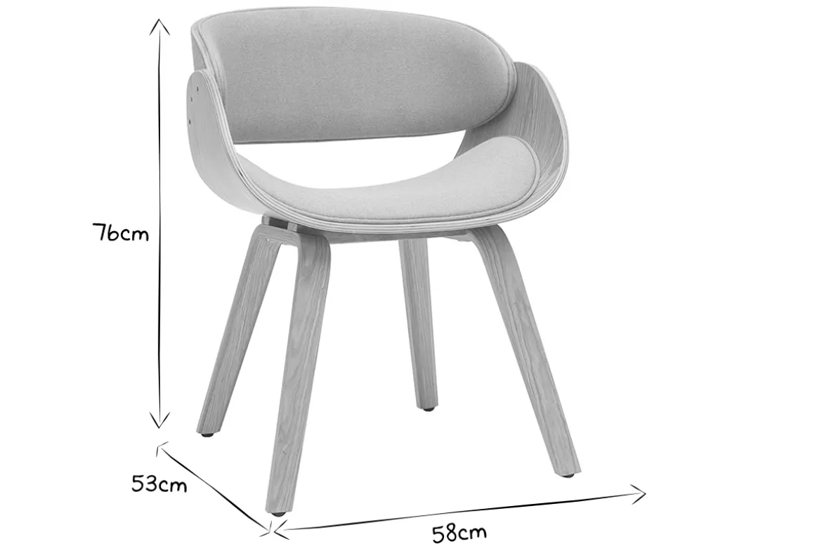 Best Miliboo Silla tejido gris y madera clara BENT