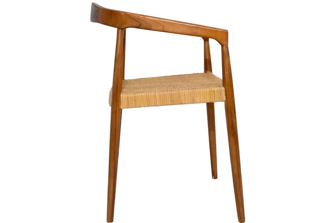 Best Sale Miliboo Silla étnica de teca maciza y ratán NEGARA