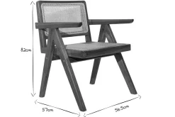 Clearance Miliboo Silla vintage de teca maciza y ratán JANNIE
