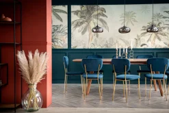 Best Miliboo Sillas modernas en terciopelo azul y estructura en metal dorado - lote de 2 LEPIDUS