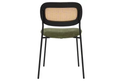 Best Sale Miliboo Sillas de diseño de terciopelo texturizado verde caqui, metal negro y rejilla de ratán (juego de 2) MIRANDA
